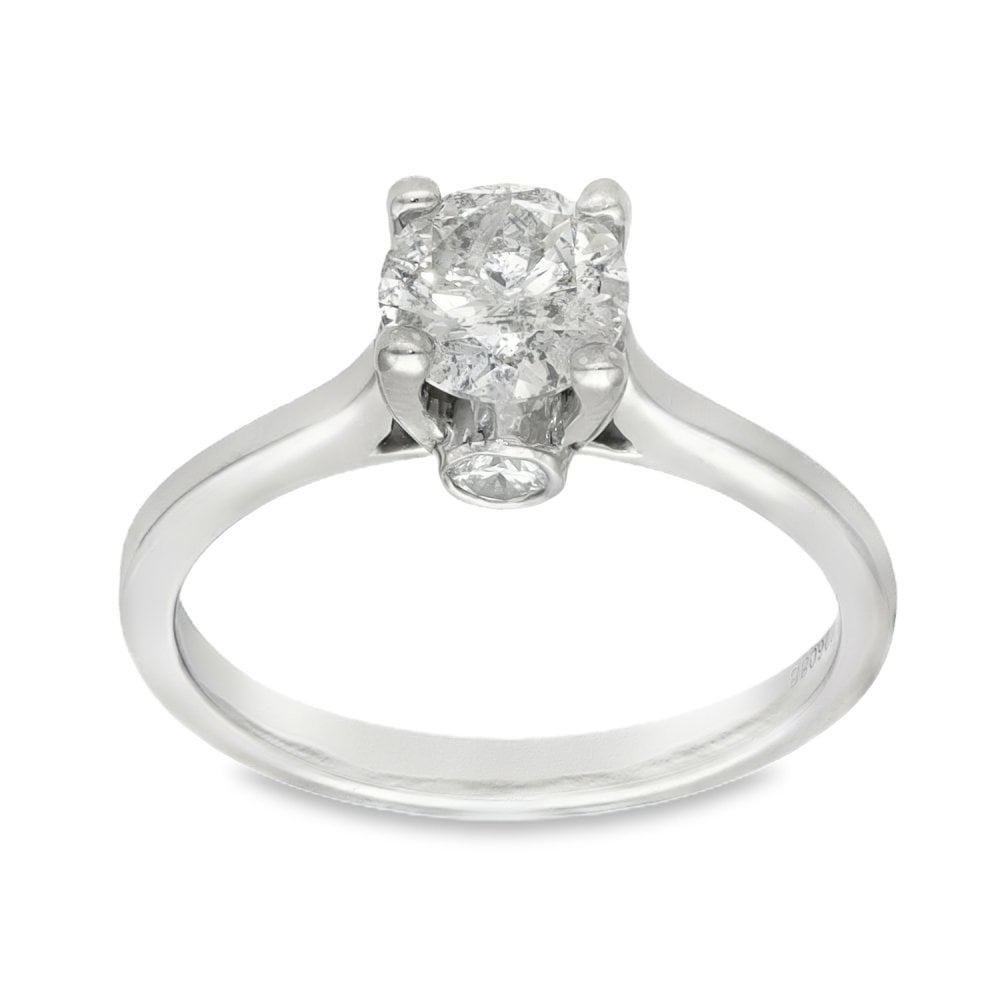 9ct White Gold Diamond Solitaire Engagement Ring -Size O -1.18ct