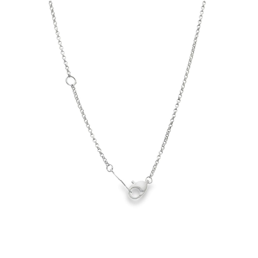 18ct White Gold Emerald & Diamond Drop Pendant & Chain - 0.24ct