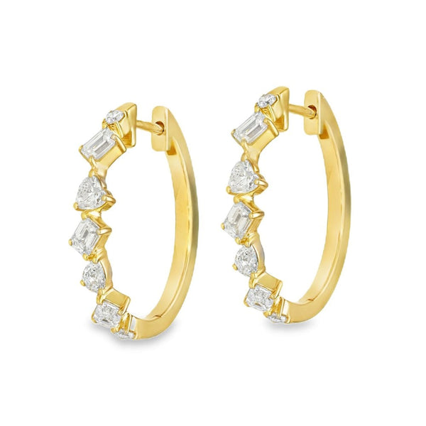 1.10ct Yellow Gold Diamond Hoop Earrings - G/VS