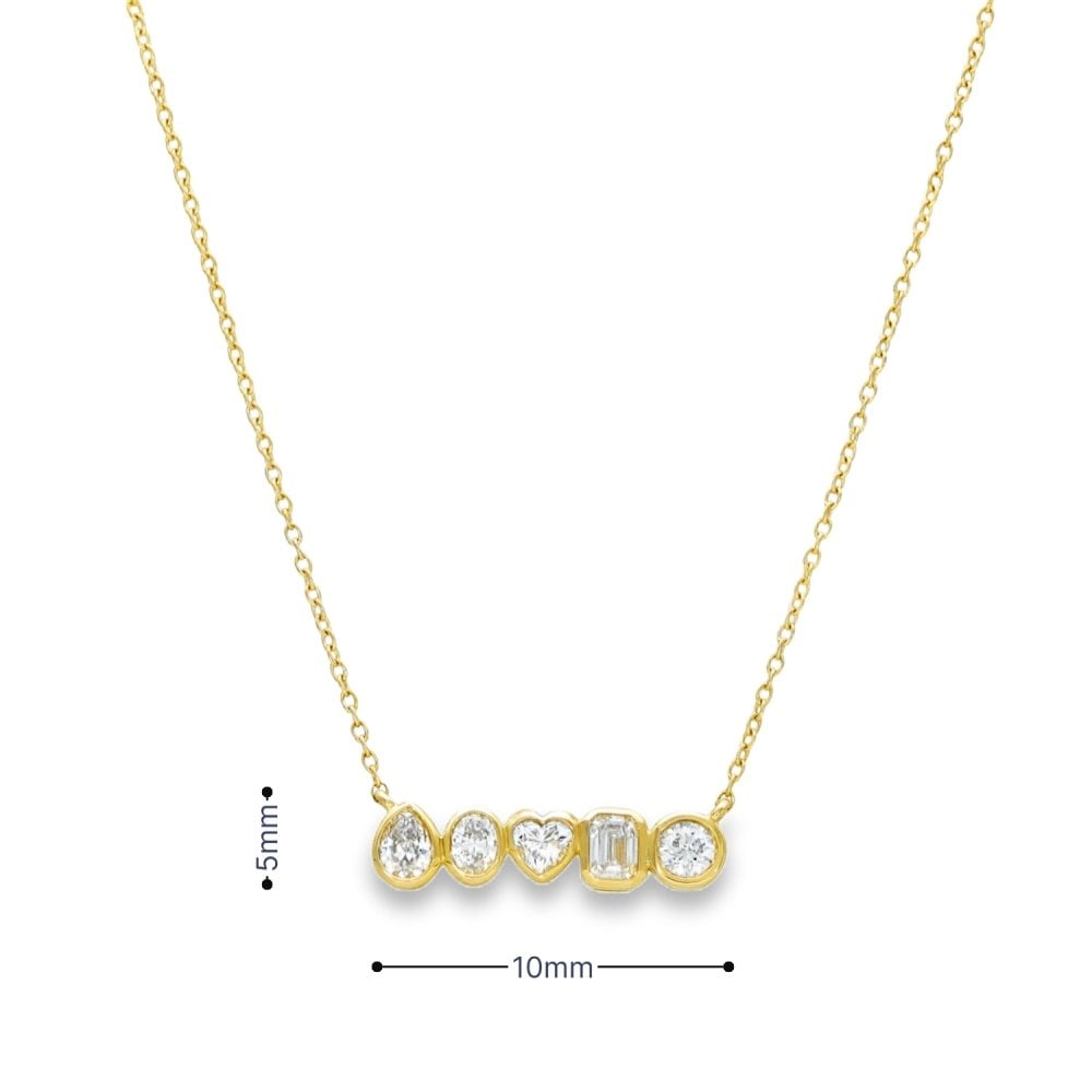 0.58ct Yellow Gold Mixed-Cut Diamond Row Pendant & Chain - G/VS