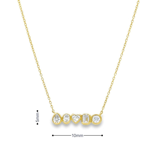 0.58ct Yellow Gold Mixed-Cut Diamond Row Pendant & Chain - G/VS