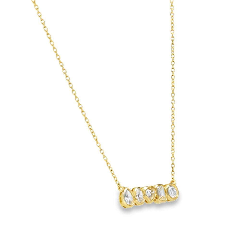 0.58ct Yellow Gold Mixed-Cut Diamond Row Pendant & Chain - G/VS