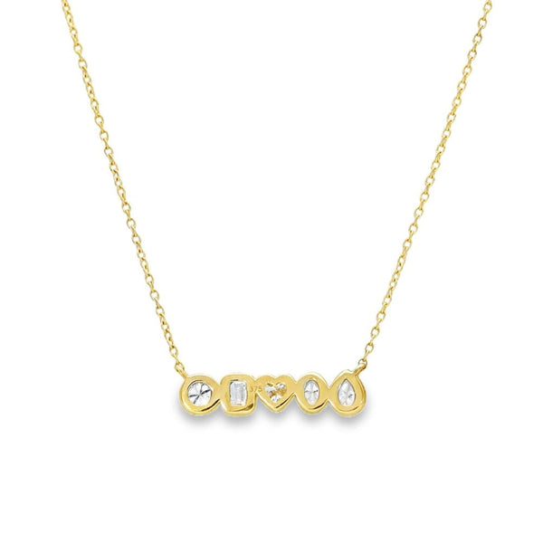 0.58ct Yellow Gold Mixed-Cut Diamond Row Pendant & Chain - G/VS