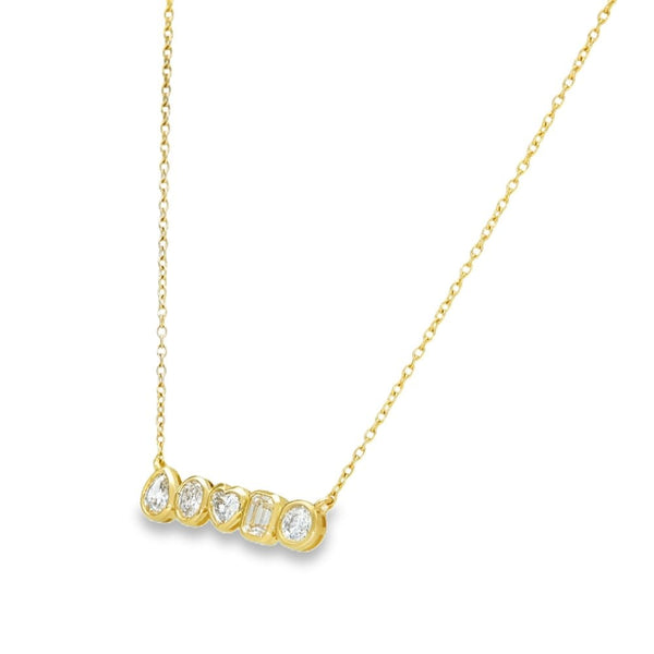 0.58ct Yellow Gold Mixed-Cut Diamond Row Pendant & Chain - G/VS