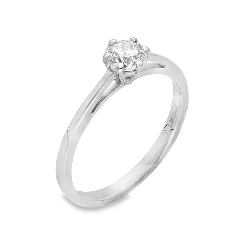 18ct White Gold Diamond Engagement Ring - Size K - 0.36ct