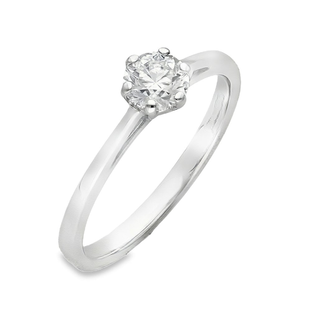 18ct White Gold Diamond Engagement Ring - Size K - 0.36ct
