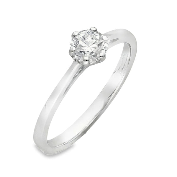 18ct White Gold Diamond Engagement Ring - Size K - 0.36ct
