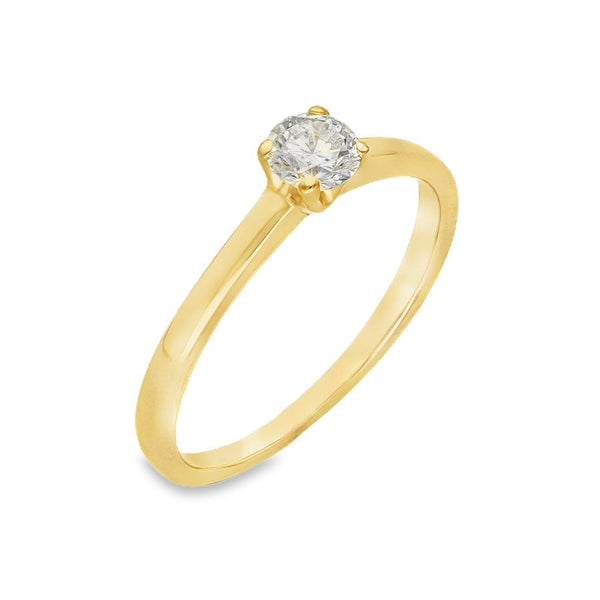18ct Yellow Gold Diamond Engagment Ring - Size K½ - 0.30ct