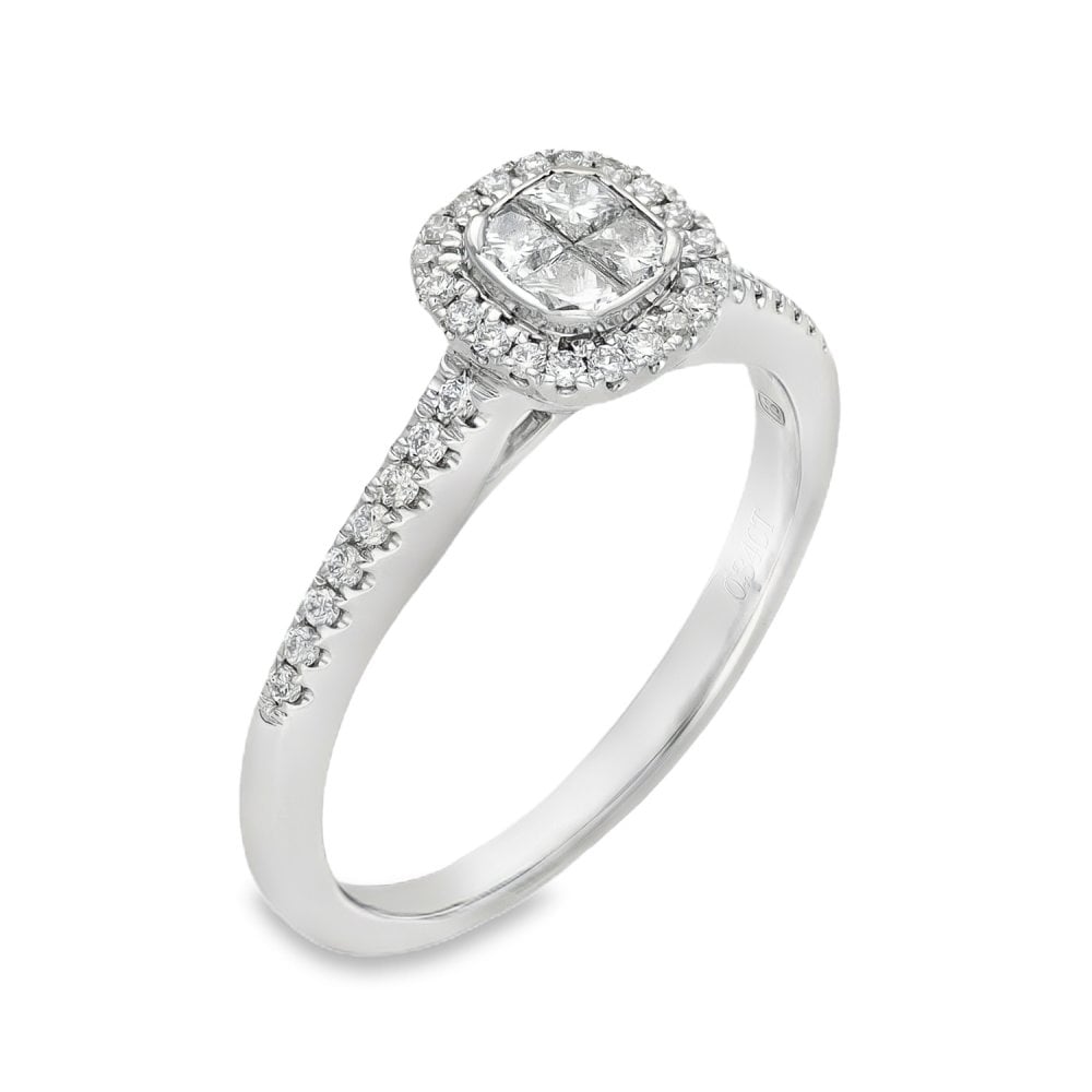 18ct Yellow Gold Diamond Cluster Ring - Size L - 0.34ct