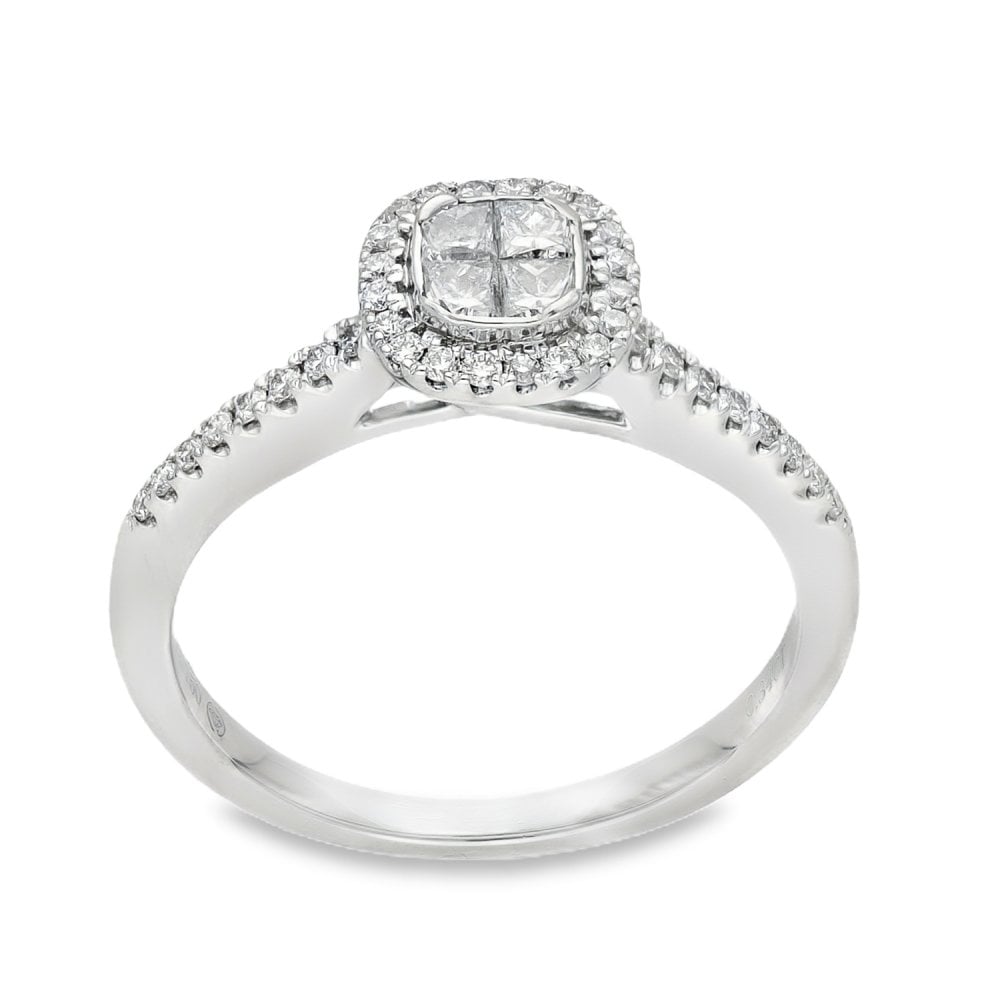 18ct Yellow Gold Diamond Cluster Ring - Size L - 0.34ct