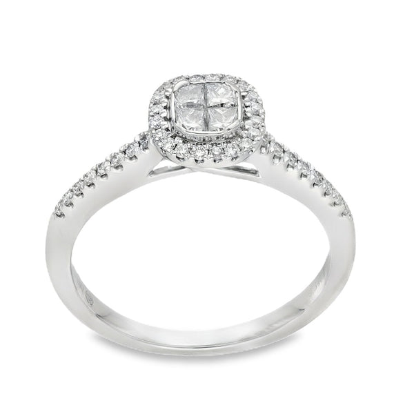 18ct Yellow Gold Diamond Cluster Ring - Size L - 0.34ct