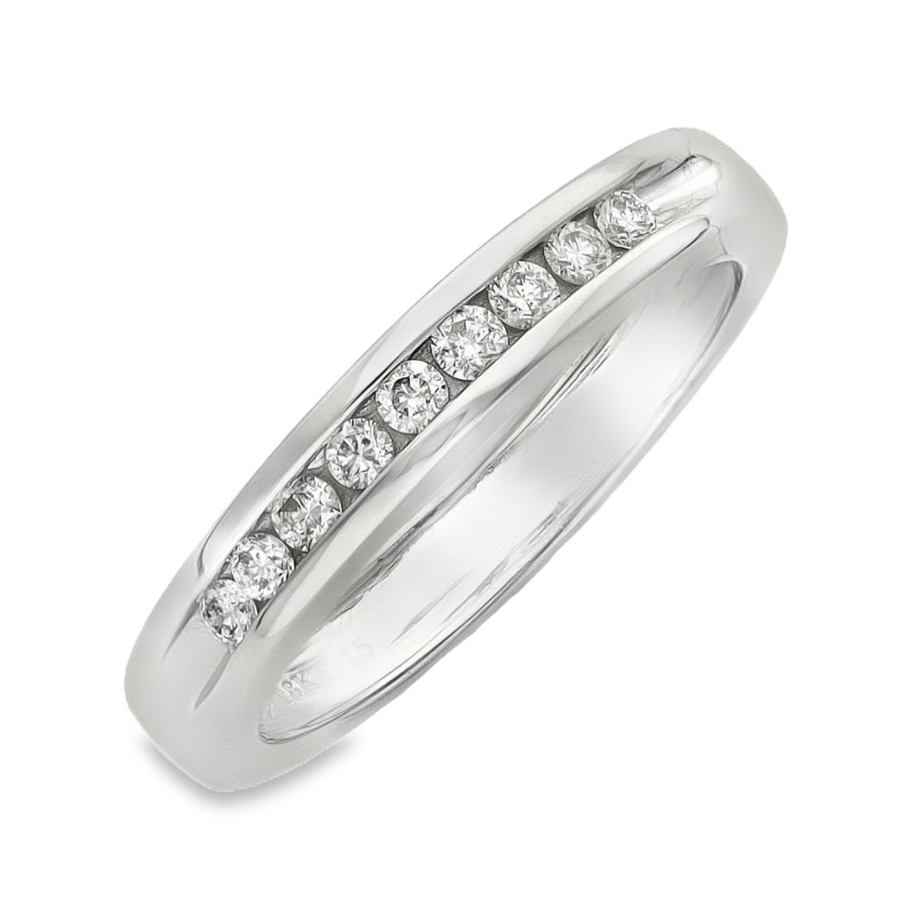 18ct White Gold Diamond Half-Eternity Ring - Size H½ - 0.15ct