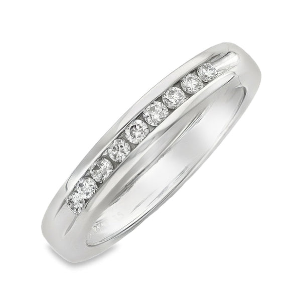 18ct White Gold Diamond Half-Eternity Ring - Size H½ - 0.15ct