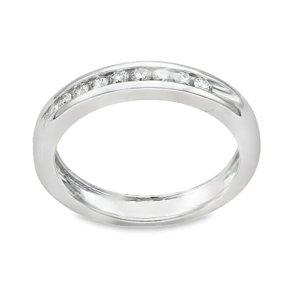 18ct White Gold Diamond Half-Eternity Ring - Size H½ - 0.15ct
