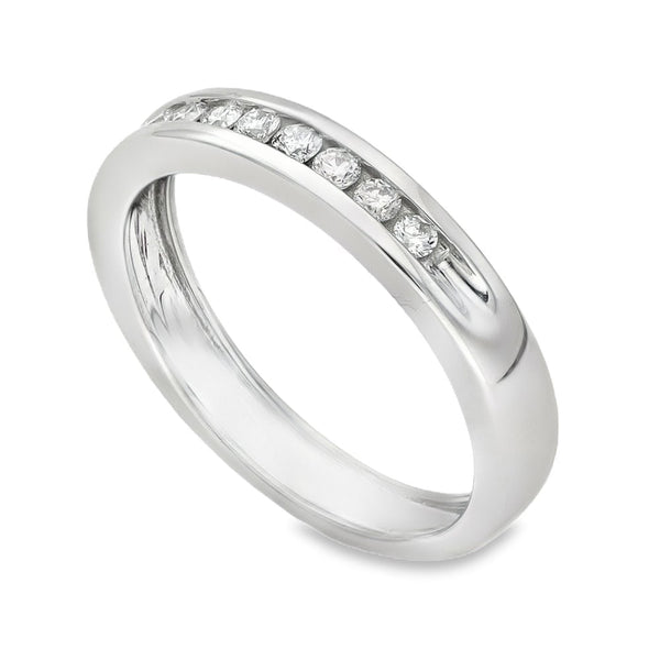 18ct White Gold Diamond Half-Eternity Ring - Size H½ - 0.15ct
