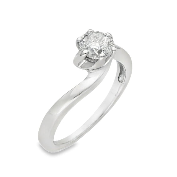9ct White Gold Diamond Engagement Ring - Size H - 0.43ct