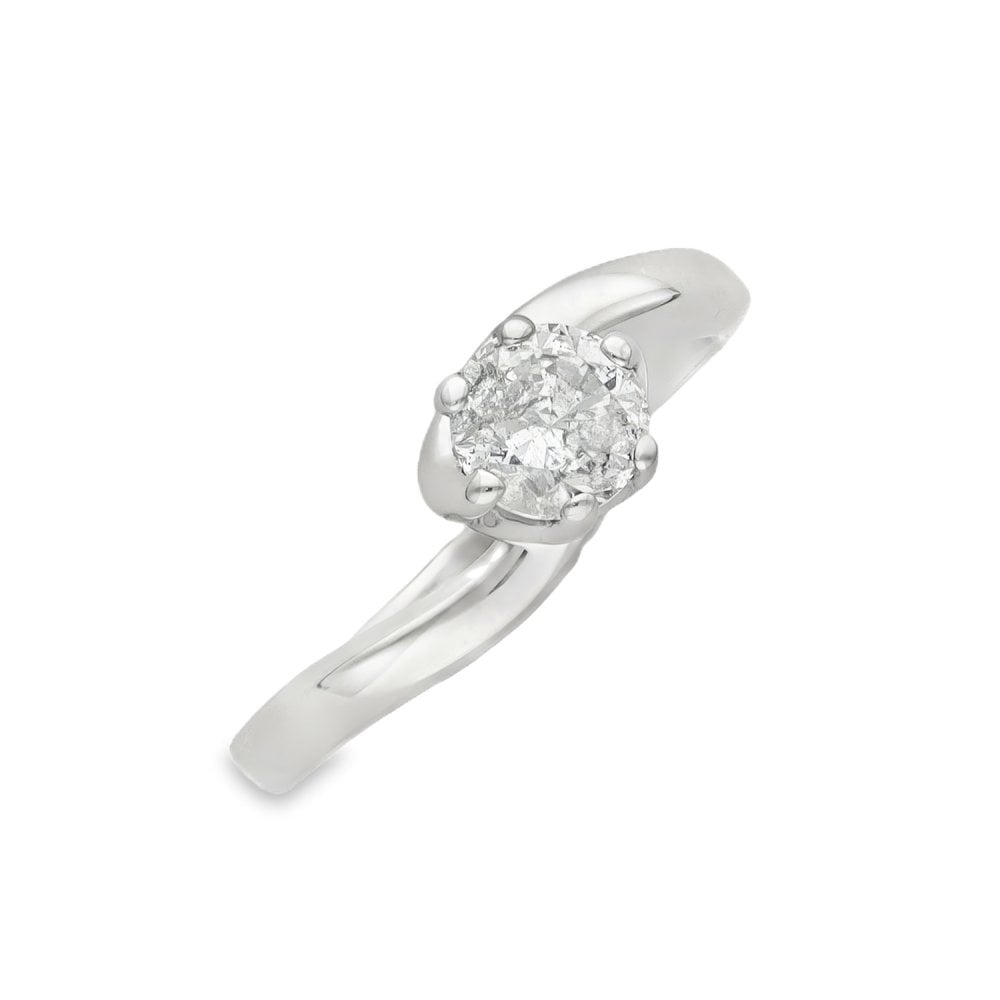 9ct White Gold Diamond Engagement Ring - Size H - 0.43ct
