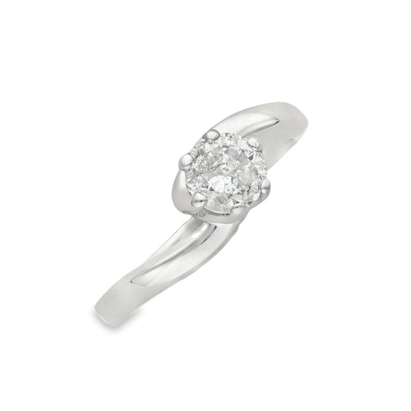 9ct White Gold Diamond Engagement Ring - Size H - 0.43ct