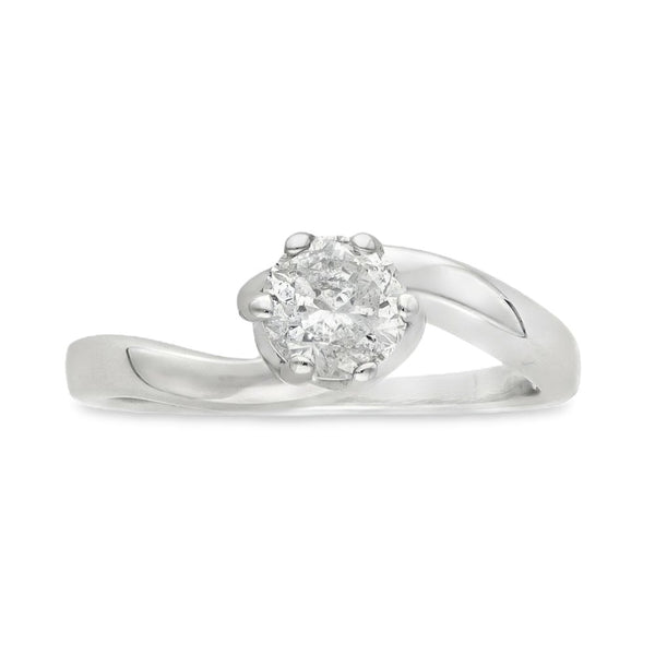9ct White Gold Diamond Engagement Ring - Size H - 0.43ct