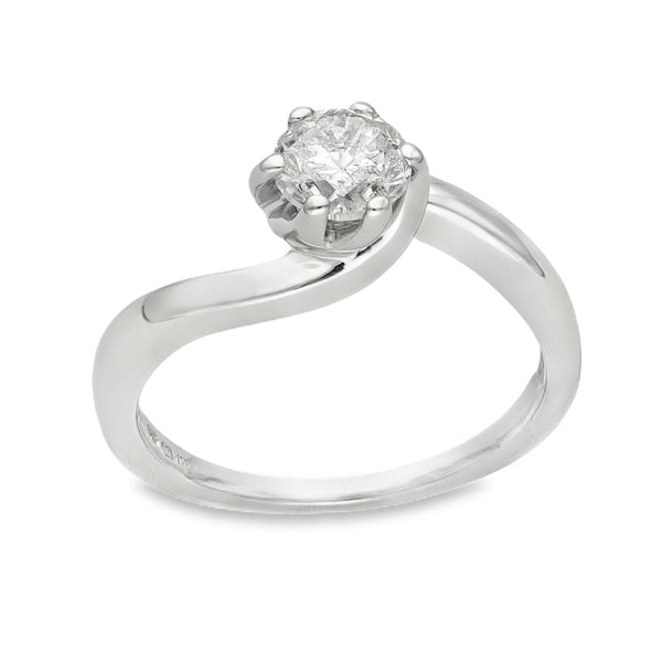 9ct White Gold Diamond Engagement Ring - Size H - 0.43ct