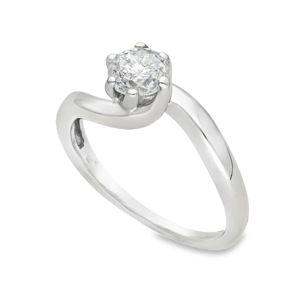 9ct White Gold Diamond Engagement Ring - Size H - 0.43ct