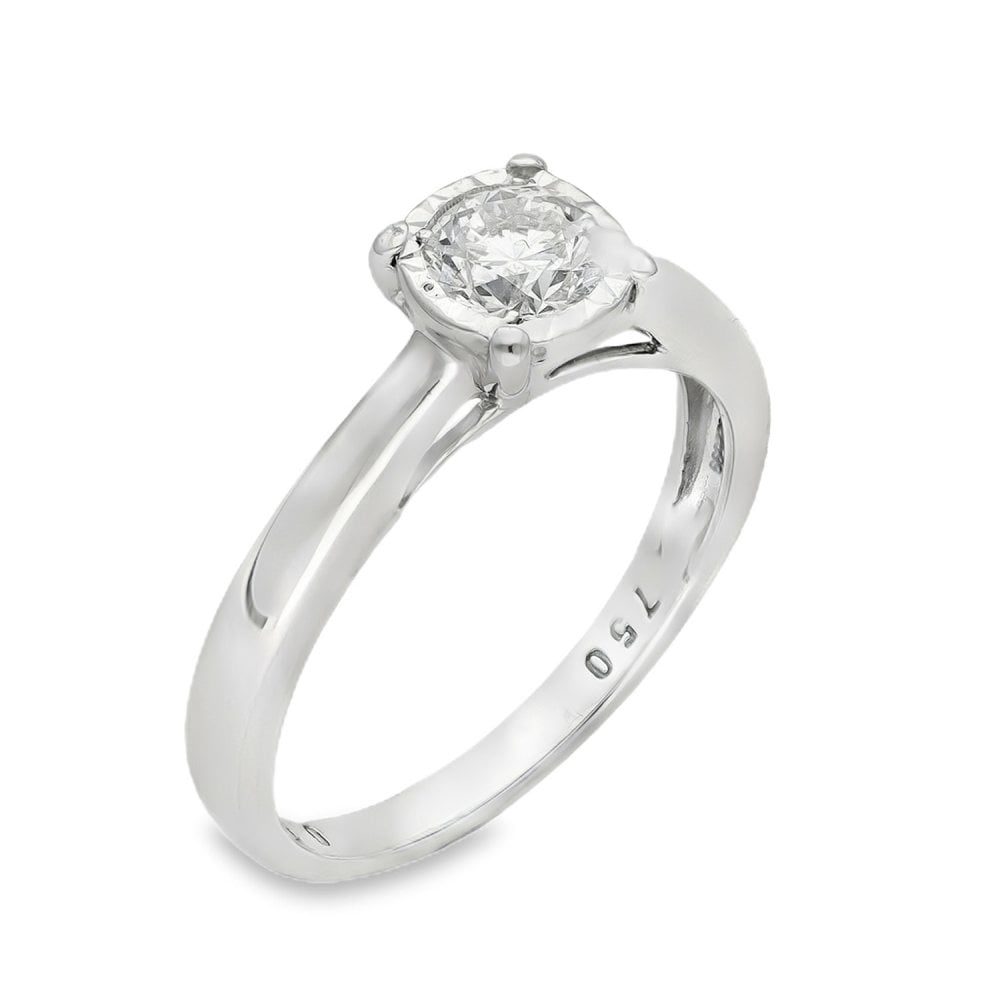 18ct White Gold Diamond Engagement Ring - Size L½ - 0.50ct