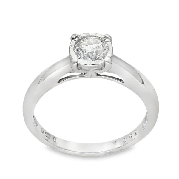 18ct White Gold Diamond Engagement Ring - Size L½ - 0.50ct