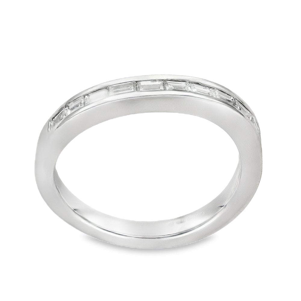 18ct White Gold Half-Eternity Diamond Wave Band -Size M½ -0.33ct
