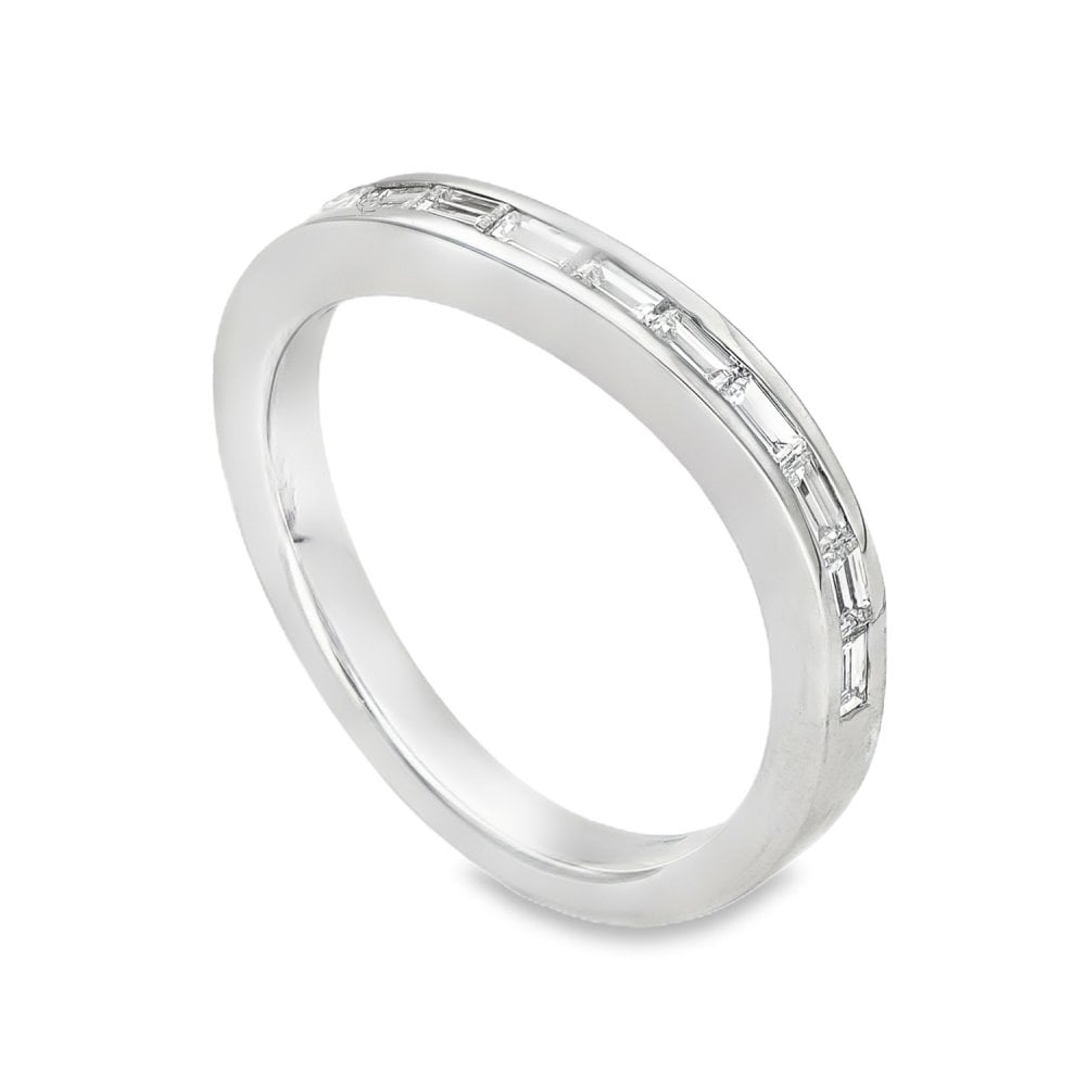 18ct White Gold Half-Eternity Diamond Wave Band -Size M½ -0.33ct