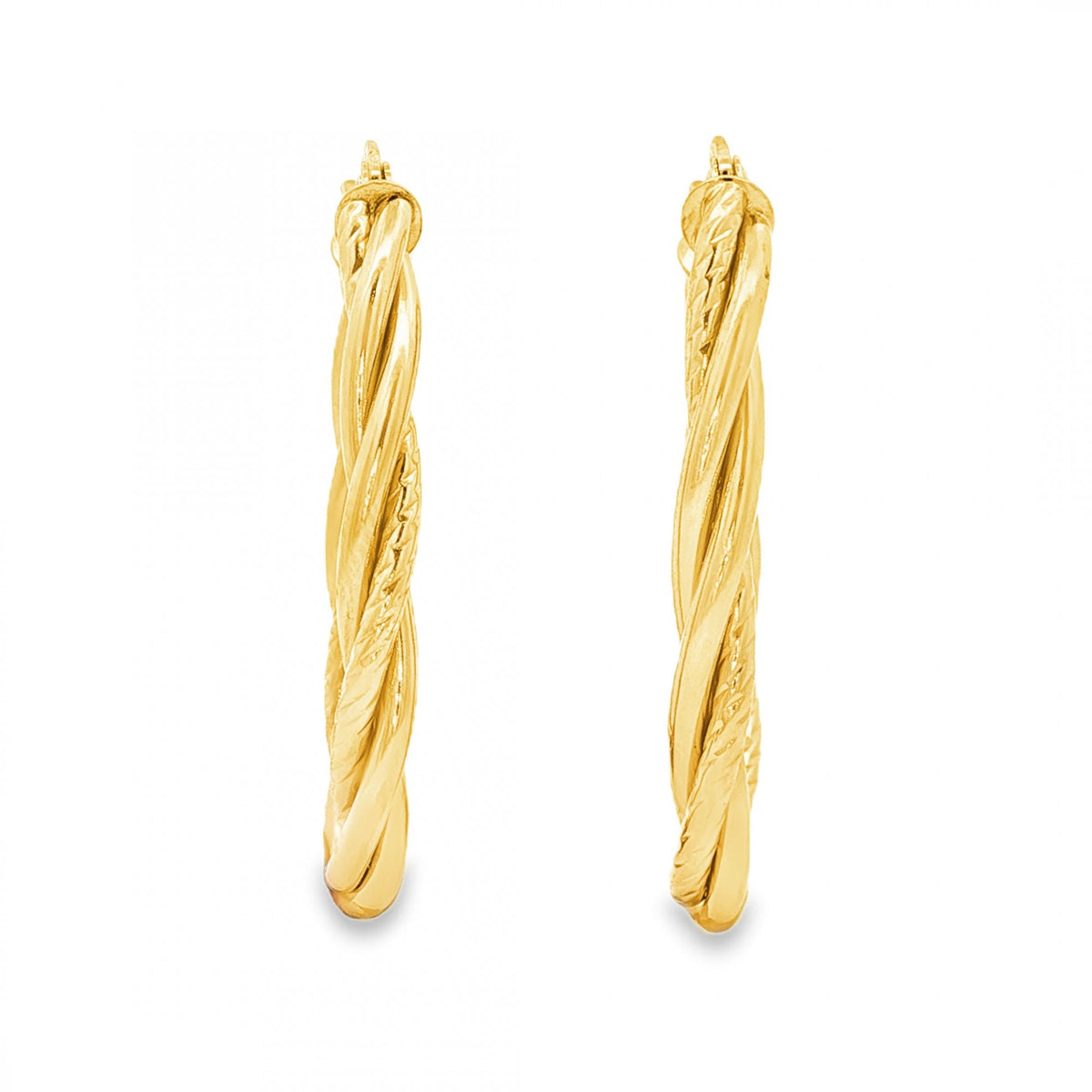 9ct Yellow Gold Oval Coil Hoop Earrings - 3x31x18mm - 1.7g