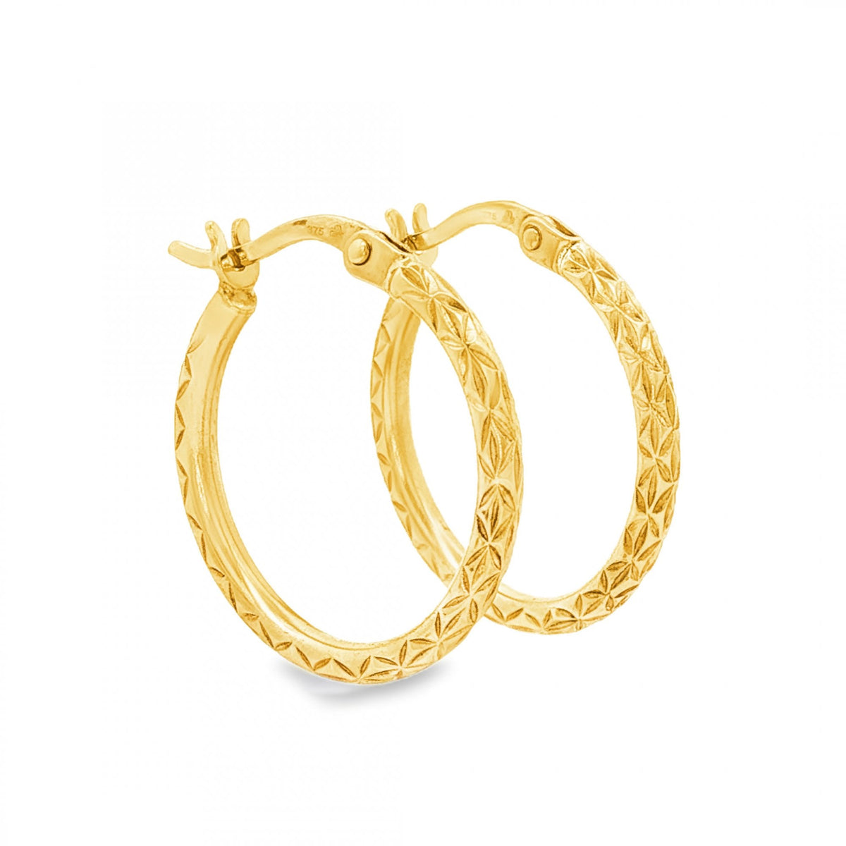9ct Yellow Gold Faceted Round Hoop Earring - 2x19x19mm - 1.2g
