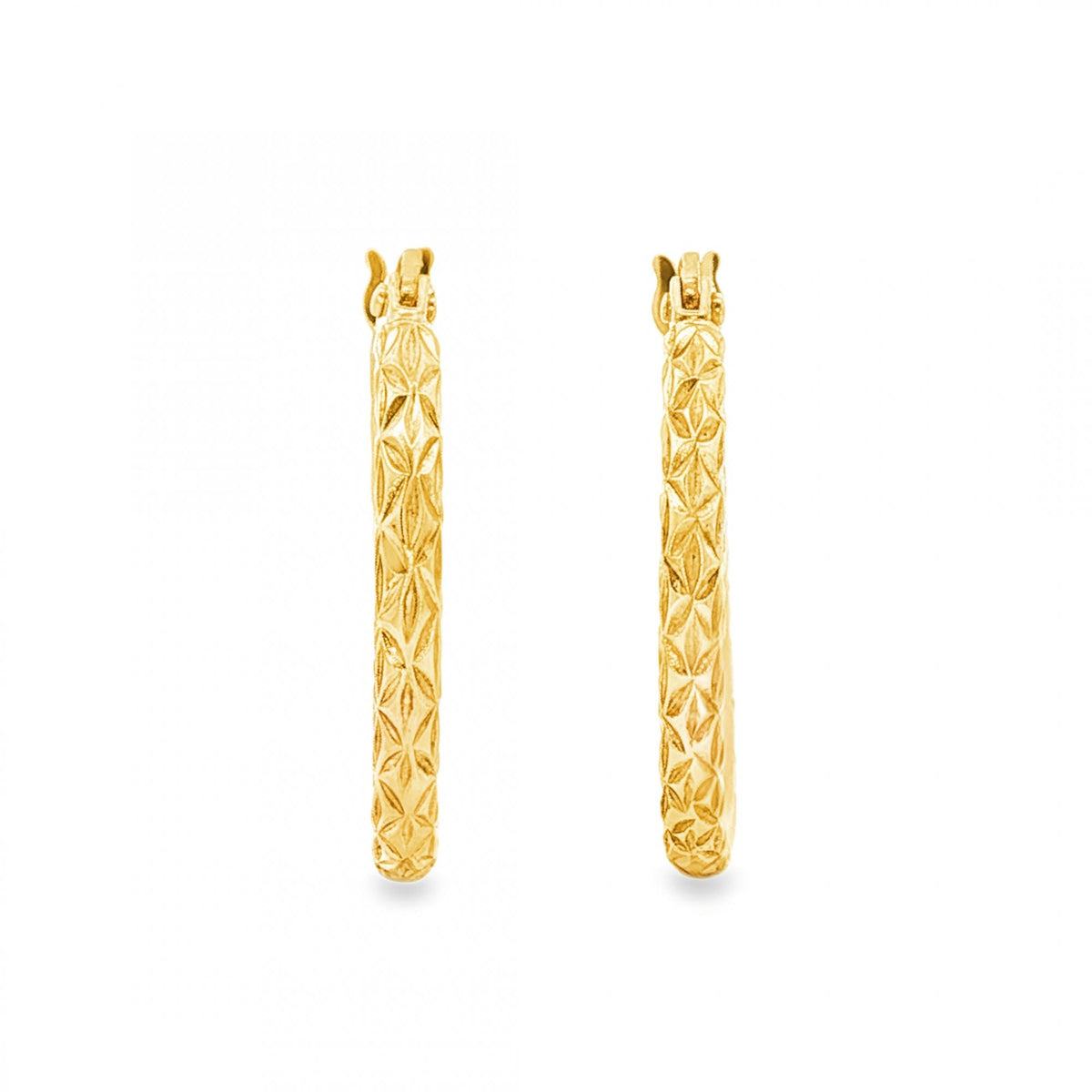 9ct Yellow Gold Faceted Round Hoop Earring - 2x19x19mm - 1.2g