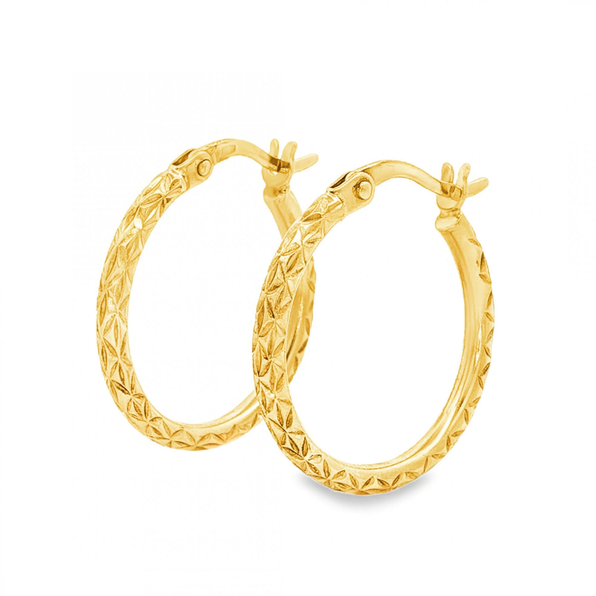 9ct Yellow Gold Faceted Round Hoop Earring - 2x19x19mm - 1.2g