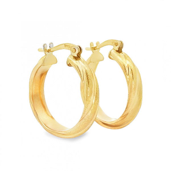 9ct Yellow Gold Small Twist Hoop Earrings - 4x19x17mm - 1.8g