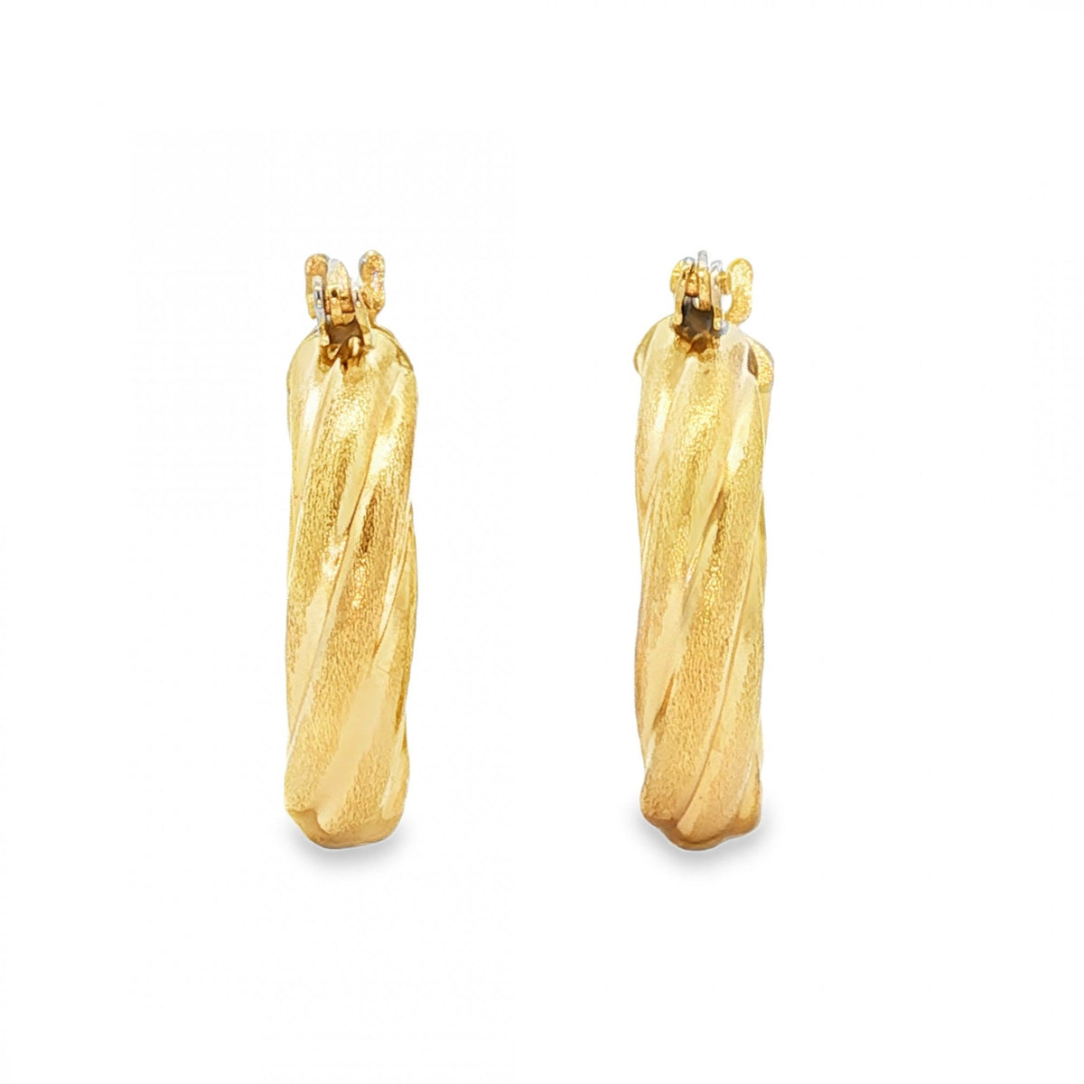 9ct Yellow Gold Small Twist Hoop Earrings - 4x19x17mm - 1.8g