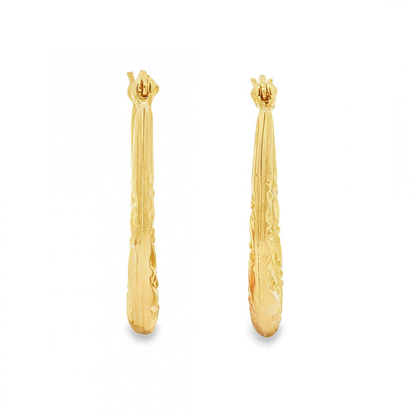 9ct Yellow Gold Beaded Twist Hoop Earrings - 3x25x16mm - 1.5g