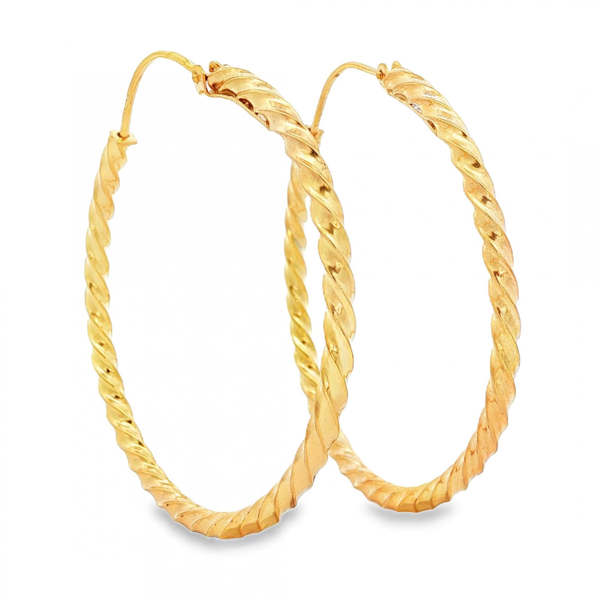 9ct Yellow Gold Fine Coil Hoop Earrings - 2.5x40x40mm - 2.7g