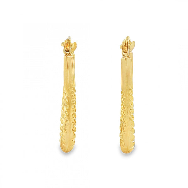 9ct Yellow Gold Beaded Twist Hoop Earrings - 3x22x15mm - 1.1g
