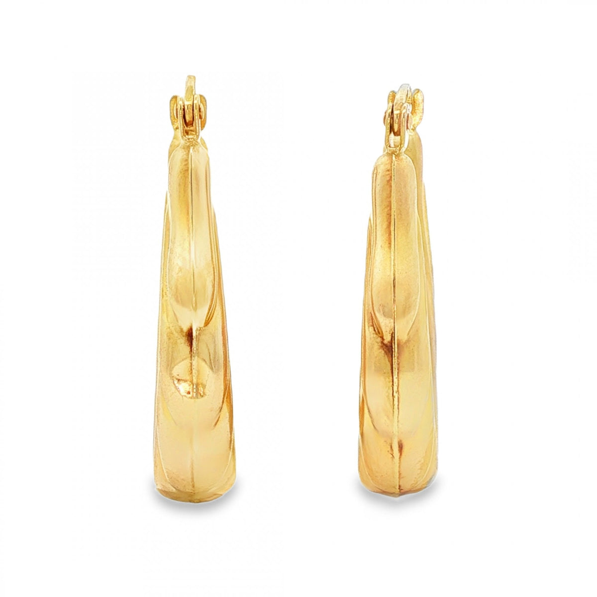 9ct Yellow Gold Graduated Oval Hoop Earrings - 5x27x20mm - 2.3g