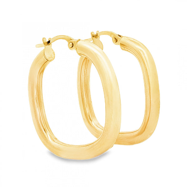 9ct Yellow Gold Cushion Tube Hoop Earrings - 3x24x23mm - 2.0g