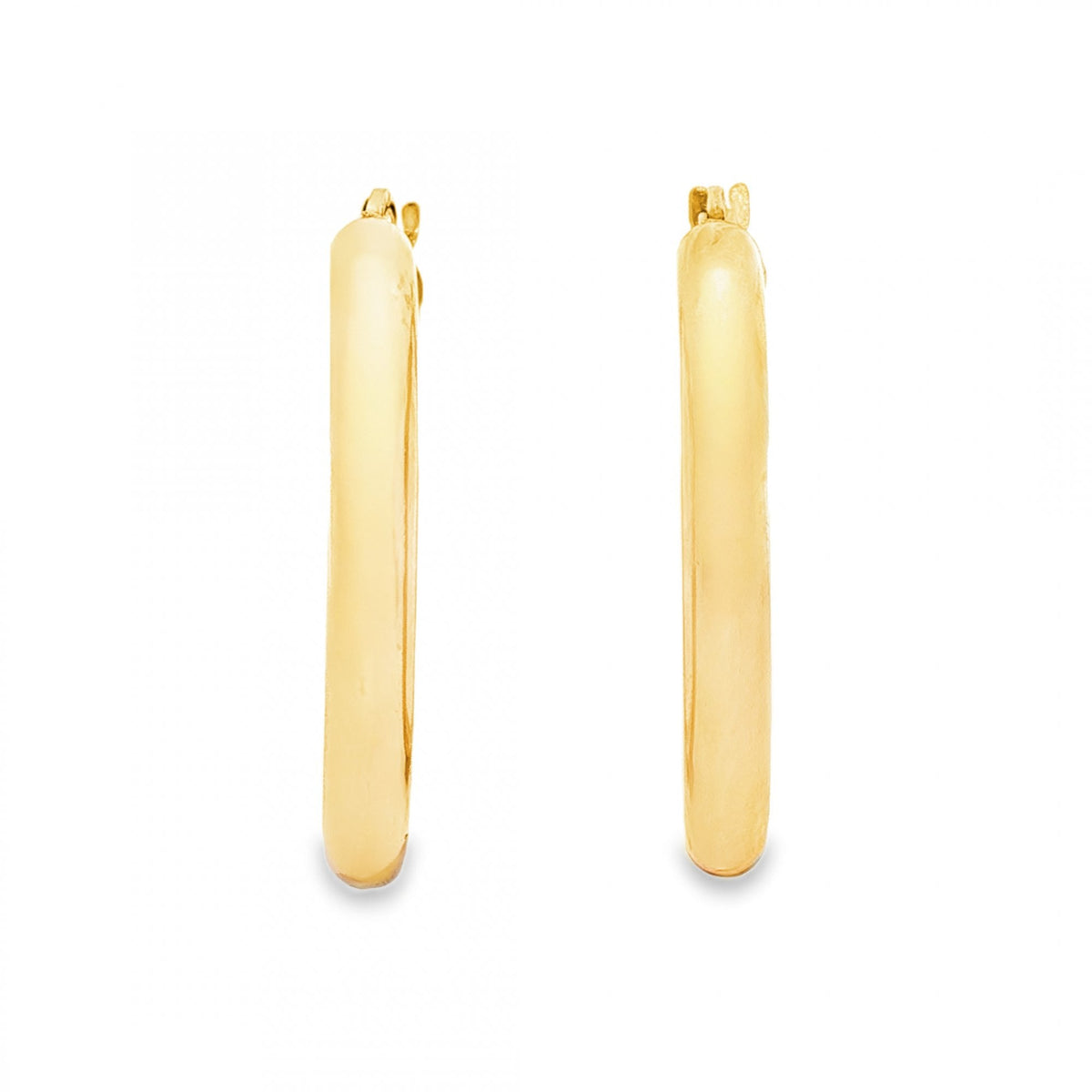 9ct Yellow Gold Cushion Tube Hoop Earrings - 3x24x23mm - 2.0g
