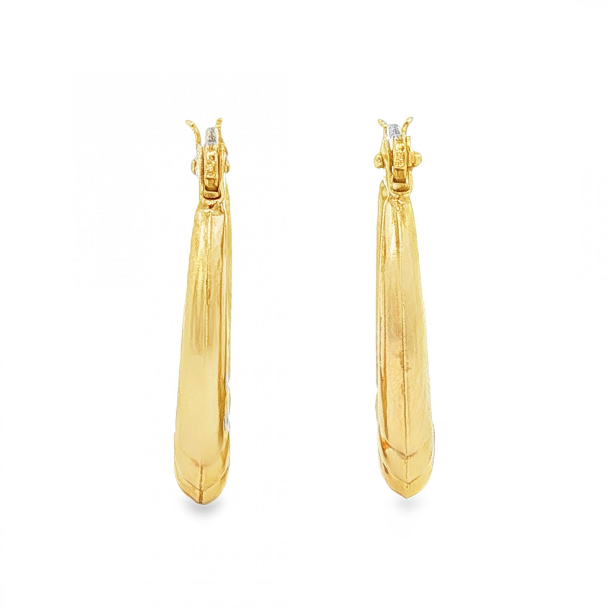 9ct Yellow Gold Bubble Oval Hoop Earrings - 3x19x17mm - 1.2g