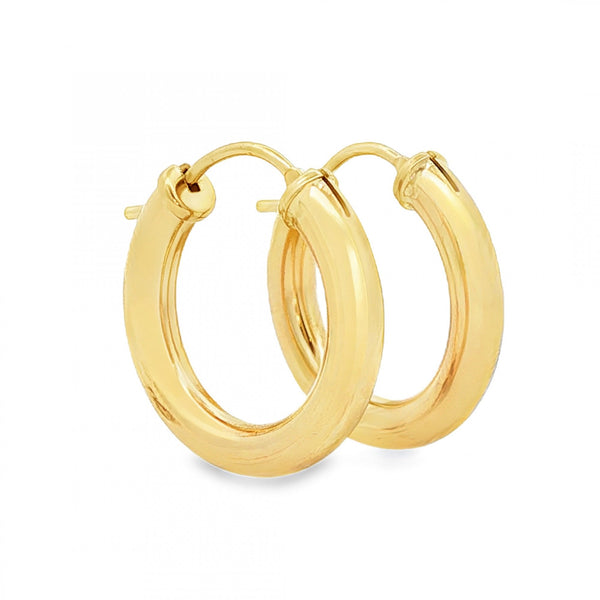 9ct Yellow Gold D-Shape Twist Hoop Earrings - 3.5x18x18mm - 2.2g