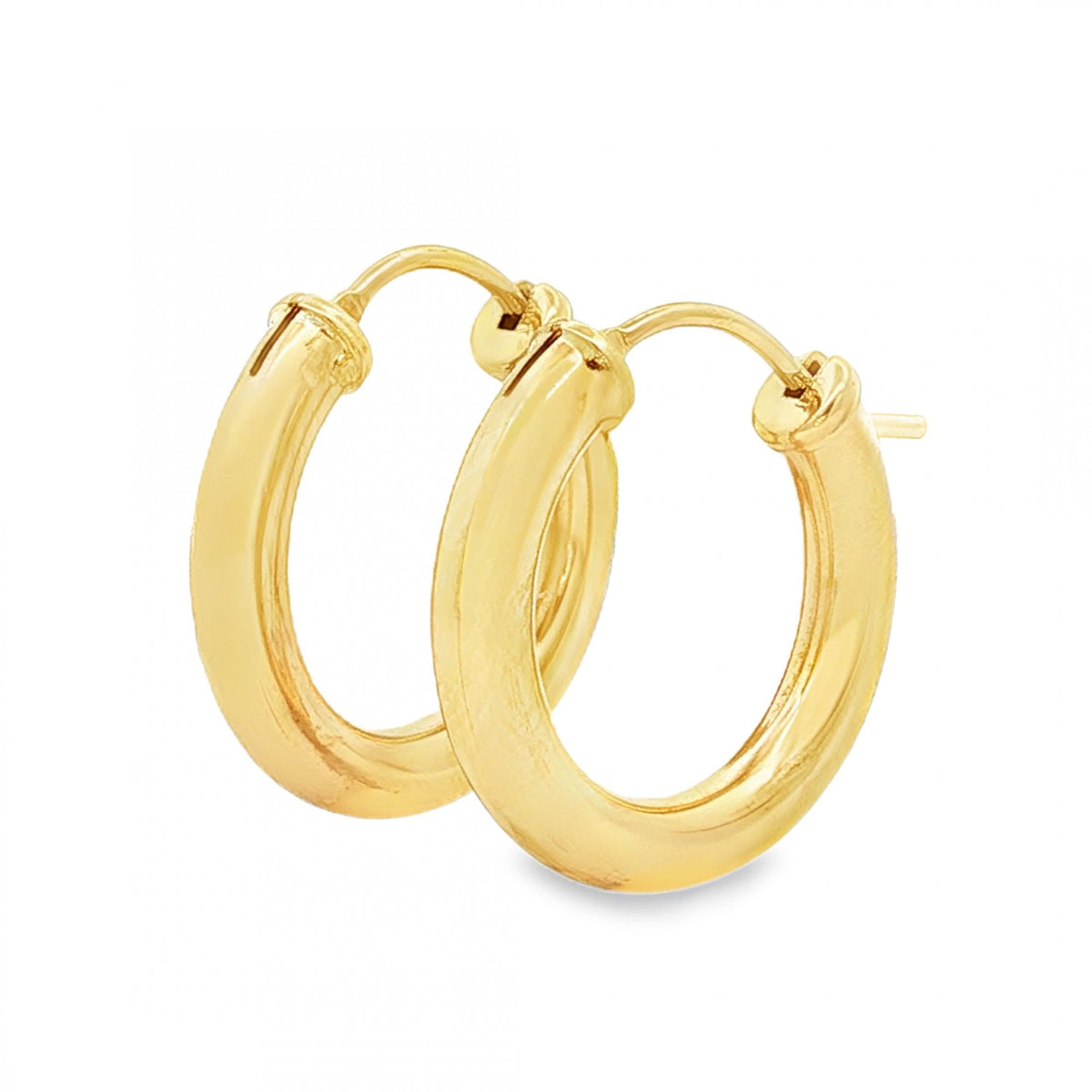 9ct Yellow Gold D-Shape Twist Hoop Earrings - 3.5x18x18mm - 2.2g