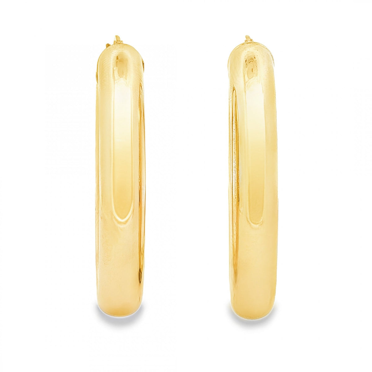 9ct Yellow Gold Oval Tube Hoop Earrings - 6x39x28mm - 5.1g