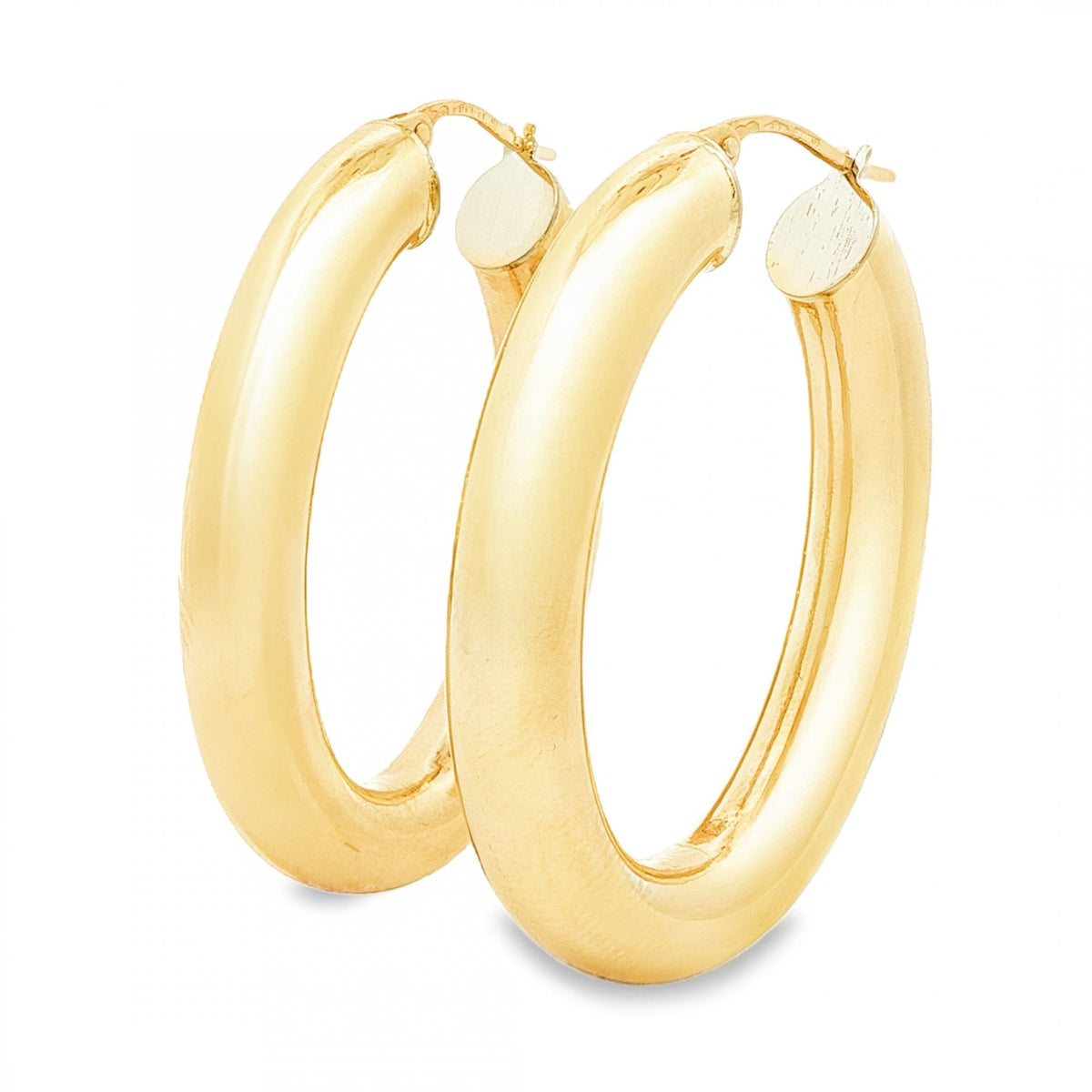 9ct Yellow Gold Oval Tube Hoop Earrings - 6x39x28mm - 5.1g