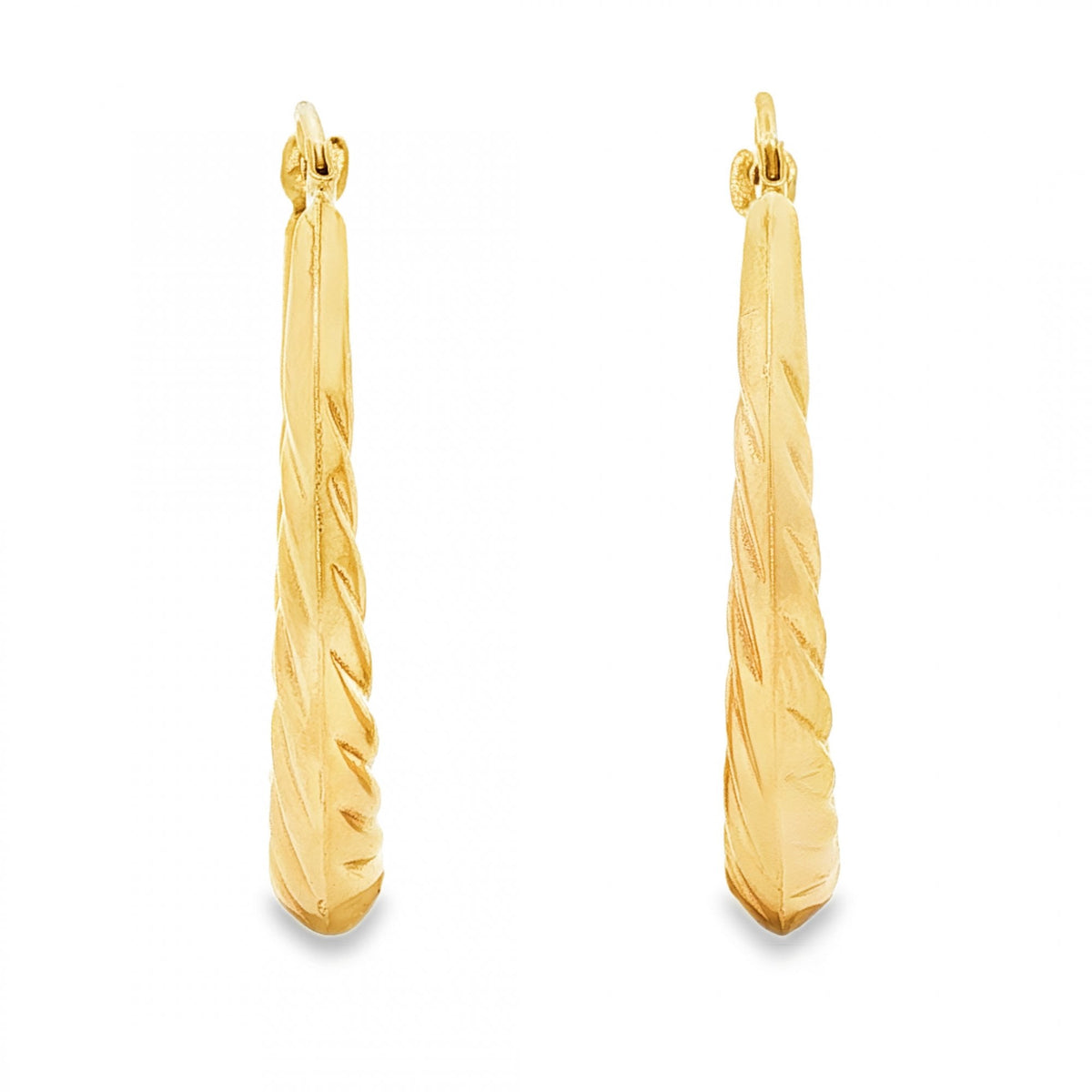 9ct Yellow Gold Twist Hoop Earrings - 4x30x28mm - 1.8g