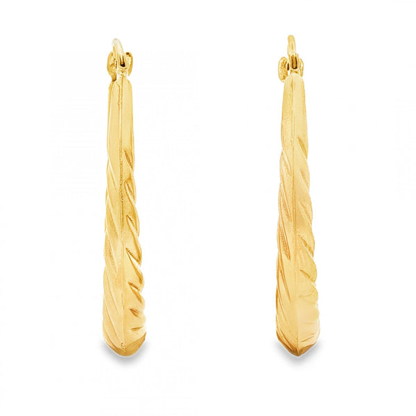 9ct Yellow Gold Twist Hoop Earrings - 4x30x28mm - 1.8g