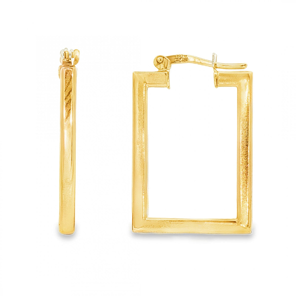 9ct Yellow Gold Rectangular Hoop Earrings - 2x22x15mm - 2.8g