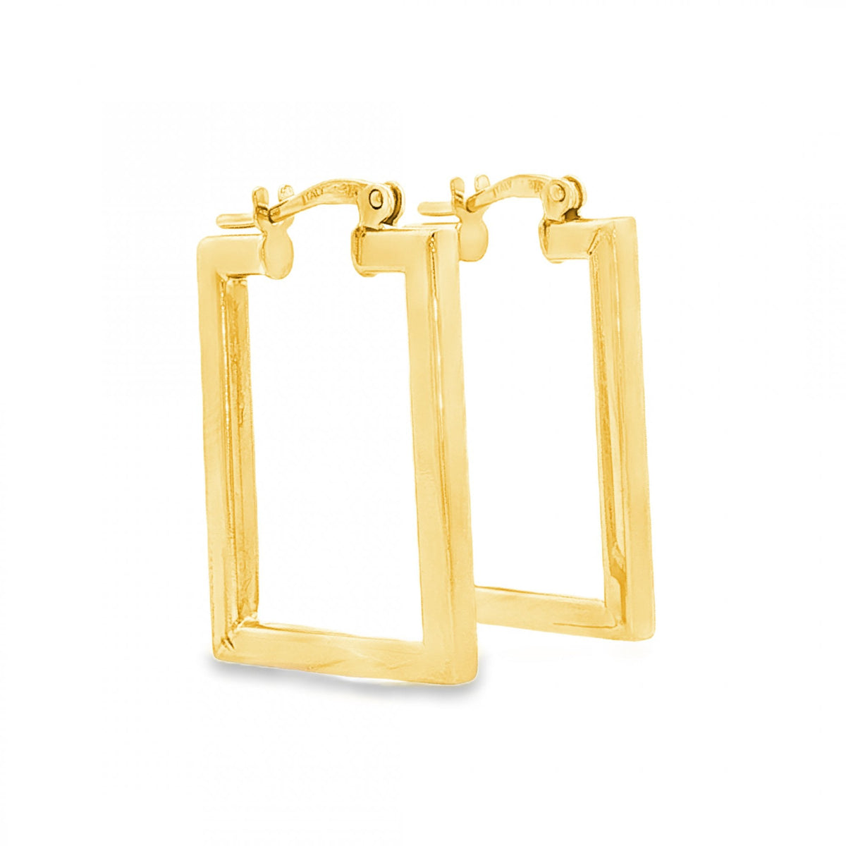 9ct Yellow Gold Rectangular Hoop Earrings - 2x22x15mm - 2.8g